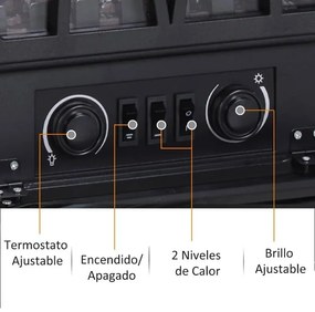 Lareira Elétrica com Potência 1000W/2000W - Chama Realista