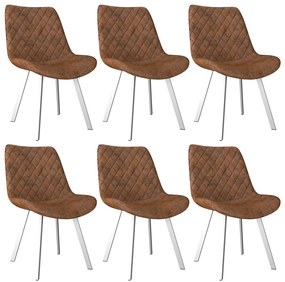 vidaXL Cadeiras de jantar 6 pcs camurça artificial castanho