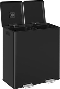 Caixote do lixo de cozinha, 2 x 30 L, 2 compartimentos 64 x 58,5 x 37 cm preto
