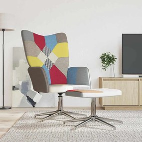 vidaXL Cadeira de descanso com banco tecido de retalhos