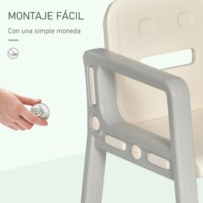 HOMCOM 2 em 1 Mesa Infantil com Quadro Negro Conjunto de Mesa Conversível e Cadeira para Crianças acima de 12 Meses com 3 Marcadores e 1 Borracha 65x48x66,7 cm Cinza e Branco