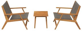 Cadeiras de Jardim com Mesa Conjunto 3 peças Cinza Madeira Sólida de A