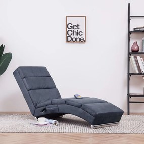 Chaise longue de massagens camurça artificial cinzento