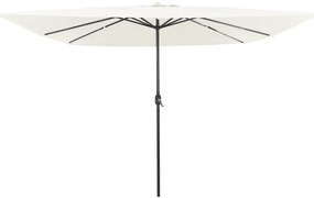 Parasol Quadrado para Jardim com Luzes LED 295x245 cm Branco Areia