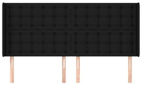 Cabeceira de cama c/ abas tecido 203x16x118/128 cm preto