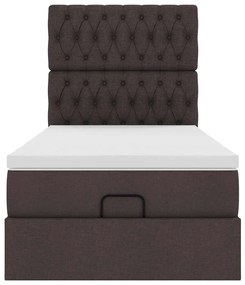 Estrutura cama otomana colchão 100x200cm tecido castanho escuro