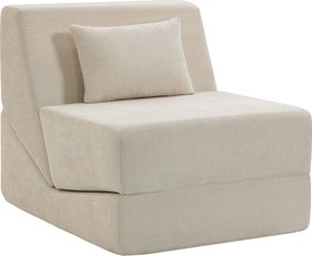 Poltrona-Cama de Chão, 90 x 76 x 74 cm, Convertível 3 em 1, Bege