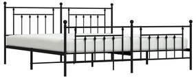 Estrutura de cama com cabeceira e pés 200x200 cm metal preto