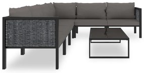 7 pcs conjunto lounge de jardim c/ almofadões vime PE antracite