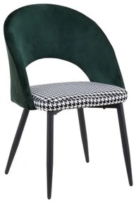 Conjunto 4 Cadeiras de Cozinha e Sala de Jantar  CLEO, metal, tecido verde com houndstooth