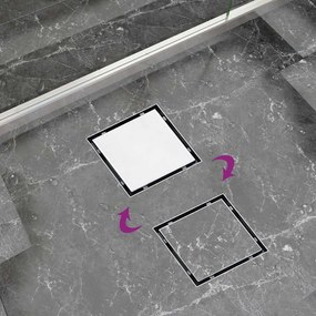 Ralo chuveiro tampa plana/inserção ladrilho 28x28 cm aço inox.