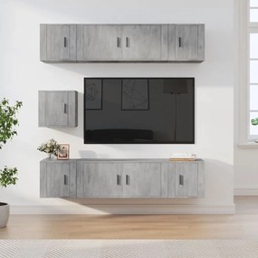 vidaXL Conjunto móveis de TV 7 pcs madeira processada cinzento cimento