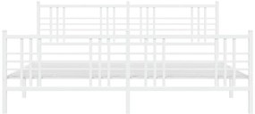 Estrutura de cama com cabeceira e pés 193x203 cm metal branco