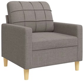 3 pcs conjunto de sofás com almofadas tecido cinza-acastanhado