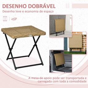 Mesa de Jardim em Vime Sintético Mesa de Terraço Exterior Dobrável com