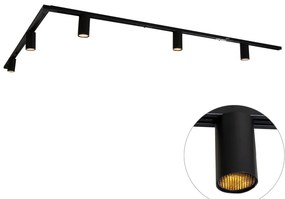 Sistema de Calhas Moderno com 5 Focos Pretos Monofásicos GU10 50mm - Iconic Ruby Honey