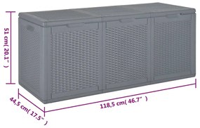 Caixa de arrumação para jardim 270 L vime PP cinzento