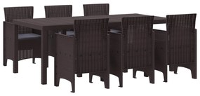 vidaXL Conjunto de Jantar para Jardim 7 pcs Castanho Polipropileno