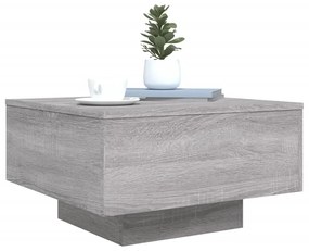 Mesa de centro com luzes LED 55x55x31 cm cinzento sonoma