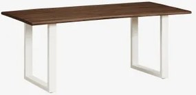 Mesa De Jantar Retangular 180x90 Cm Em Madeira De Acácia E Aço Maupi Gardénia Branco - Sklum