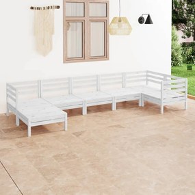 vidaXL 7 pcs conjunto lounge de jardim pinho maciço branco