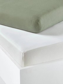 Lote de 2 lençóis-capa em jersey extensível, para bebé verde-salva