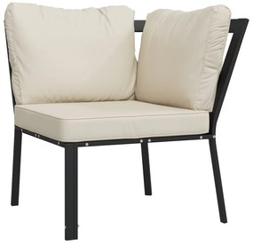 5 pcs conjunto lounge de jardim aço c/ almofadões areia