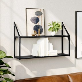 vidaXL Unidade 2 prateleiras parede 80x21x51cm derivados madeira preto