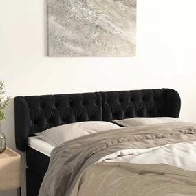 Cabeceira de cama c/ abas veludo 163x23x78/88 cm preto