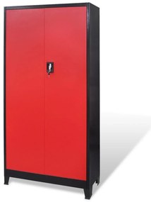 Armário de ferramentas 2 portas aço 90x40x180 cm preto vermelho