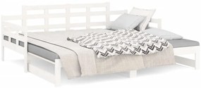 Sofá-cama de puxar 2x(90x200) cm pinho maciço branco
