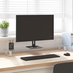 vidaXL Suporte para monitor 100x20x8 cm vidro temperado e metal branco