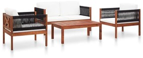 vidaXL Conjunto lounge de jardim 4 pcs madeira de acácia maciça