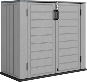 Abrigo de Jardim Exterior de HDPE 940L com Tampa Dobrável e 2 Portas, Fecho para Armazenamento 142x67x119 cm Cinzento Claro
