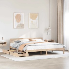 vidaXL Estrutura de cama c/ gavetas 180x200 cm madeira de pinho maciça