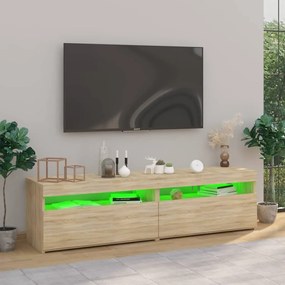 Móveis de TV com luzes LED 2 pcs 75x35x40 cm carvalho sonoma