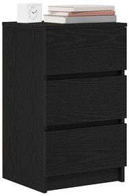 Mesas de cabeceira 3 gavetas 2 pcs 39x35x65cm preto
