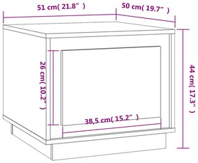 Mesa de centro 51x50x44 cm derivados de madeira cinzento sonoma
