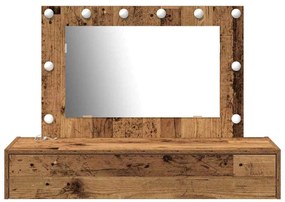 Mesa de Toucador Suspensa com Luzes LED Madeira Antiga