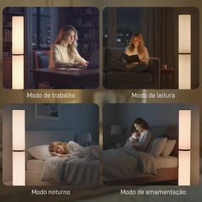 Candeeiro de Pé Moderno de Sala com Brilho Temperaturas de Cor Ajustáveis 3000K-6000K Controle Remoto Magnético Temporizador para Quarto Escritório De