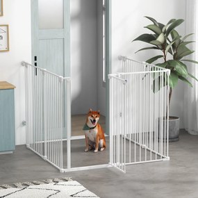 Parque para Cães e Barreira de Segurança, 123 x 102 x 100 cm, Dobrável e Modular, Branco