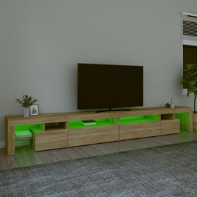 Móvel de TV com luzes LED 290x36,5x40 cm carvalho sonoma