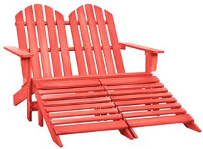 315913 vidaXL Cadeira de jardim e otomano Adirondack 2 lugares abeto vermelho