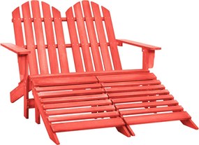 vidaXL Cadeira de jardim e otomano Adirondack 2 lugares abeto vermelho