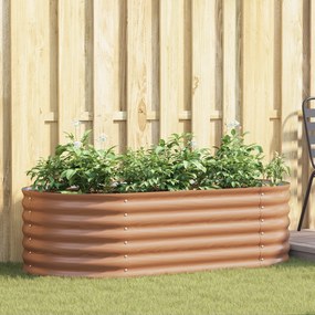 vidaXL Cama de Jardim Elevada Castanha com Aparência de Madeira 160x80x44 cm Aço