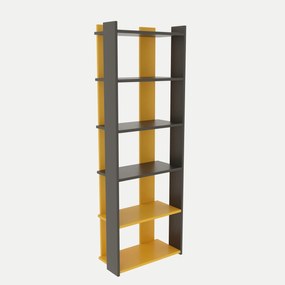 Estante Sakran – Antracite/Amarelo – 63x180x32 cm