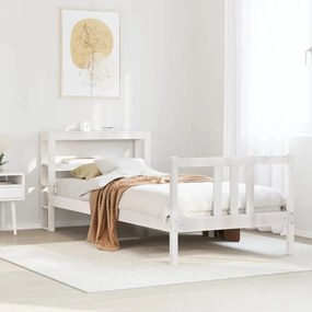 Estrutura de cama com cabeceira 90x200 cm pinho maciço branco