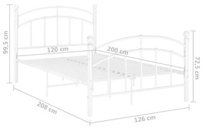 Estrutura de cama 120x200 cm metal branco