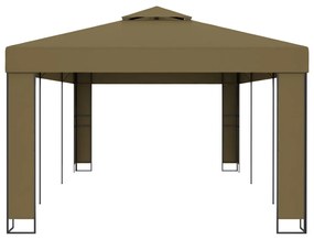 Gazebo com telhado duplo 3x6 m 180 g/m² cinza-acastanhado
