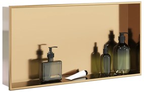 Nicho parede p/ duche 62x32x9cm aço inoxidável dourado escovada